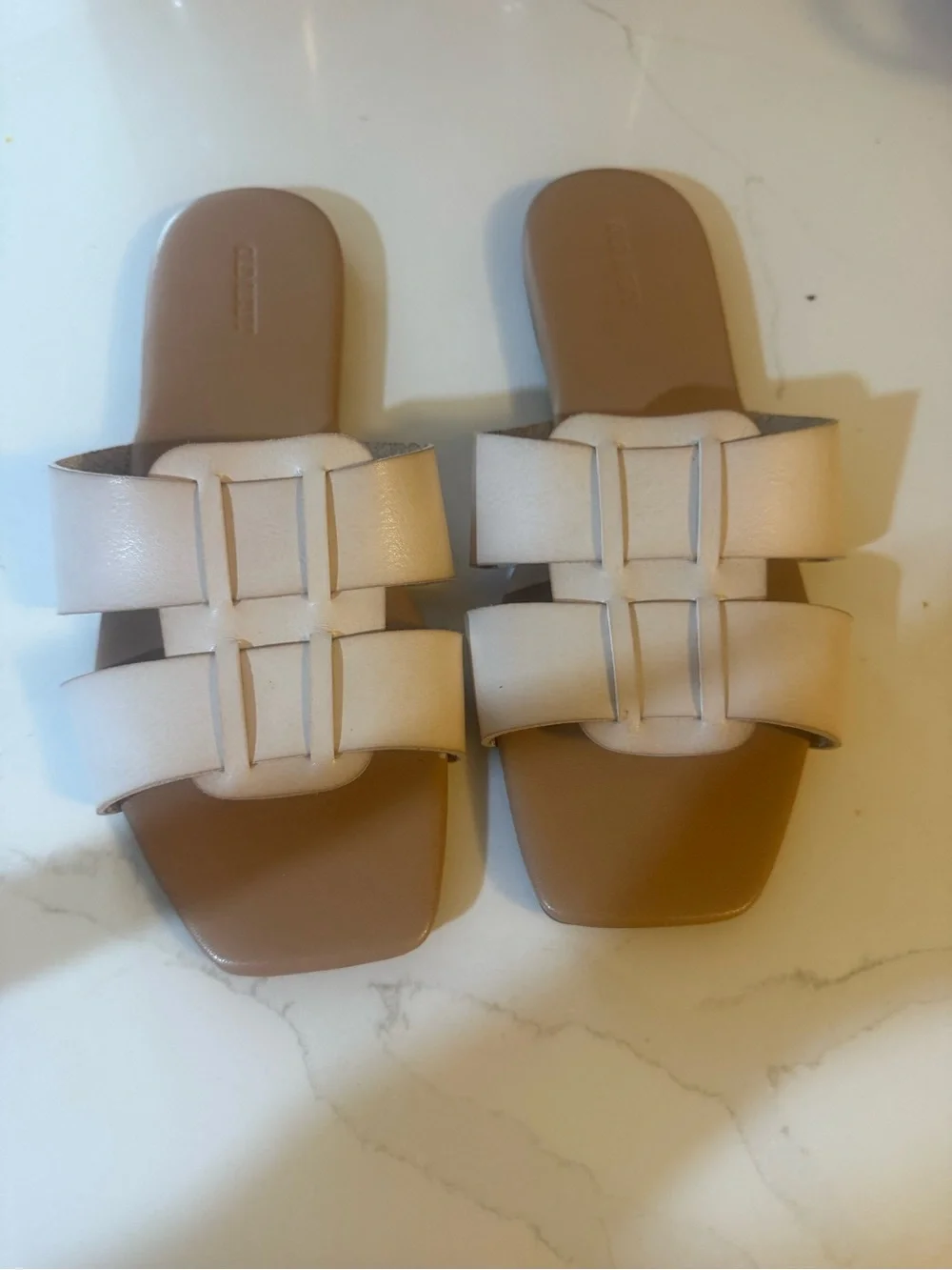 Old Navy Cream Woven Slide Sandals
